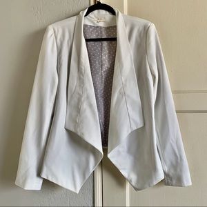 Everly Asymmetric Open Front White Blazer